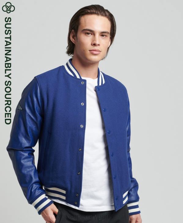 Superdry Hommes blouson aviateur universitaire vintage D64Z4721 vêtements bleu