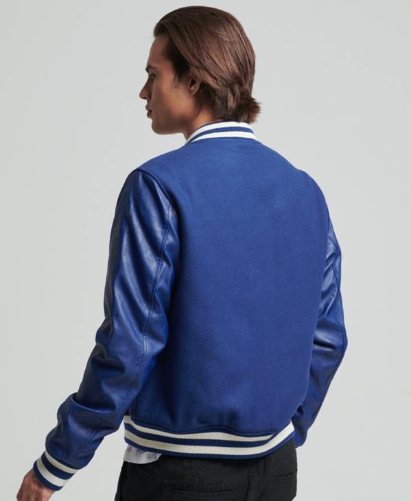 Superdry Hommes blouson aviateur universitaire vintage D64Z4721 vêtements bleu
