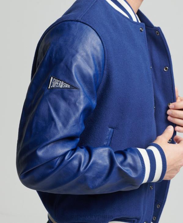 Superdry Hommes blouson aviateur universitaire vintage D64Z4721 vêtements bleu