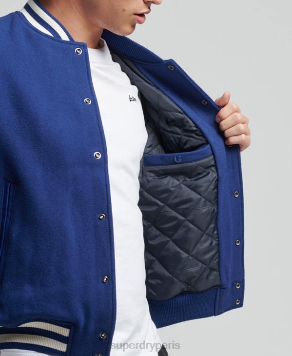 Superdry Hommes blouson aviateur universitaire vintage D64Z4721 vêtements bleu