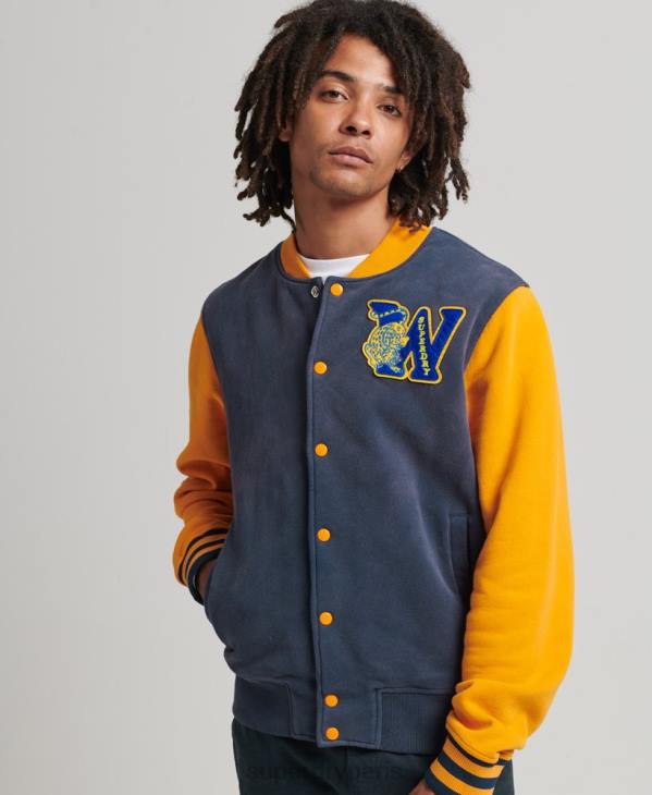 Superdry Hommes blouson aviateur universitaire vintage D64Z806 vêtements marine