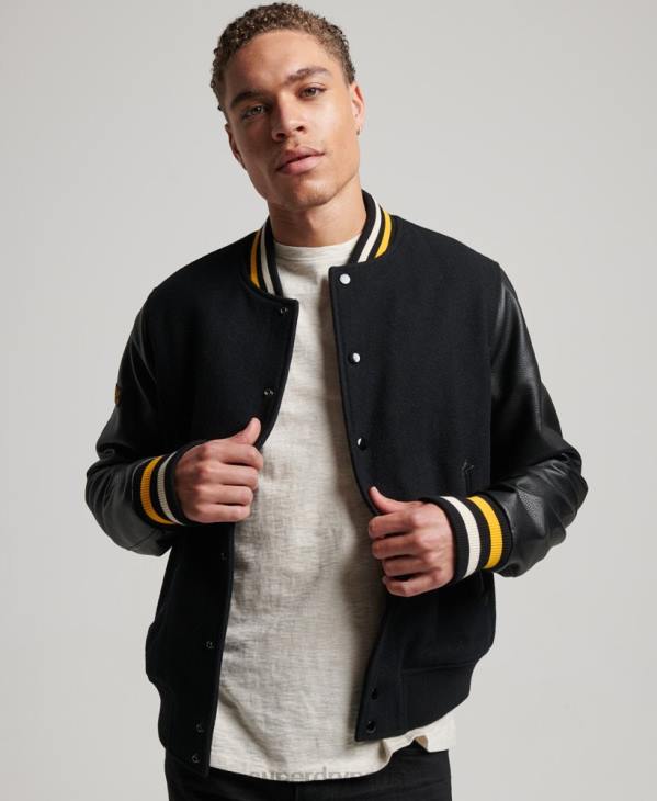 Superdry Hommes blouson aviateur universitaire vintage D64Z927 vêtements gris foncé