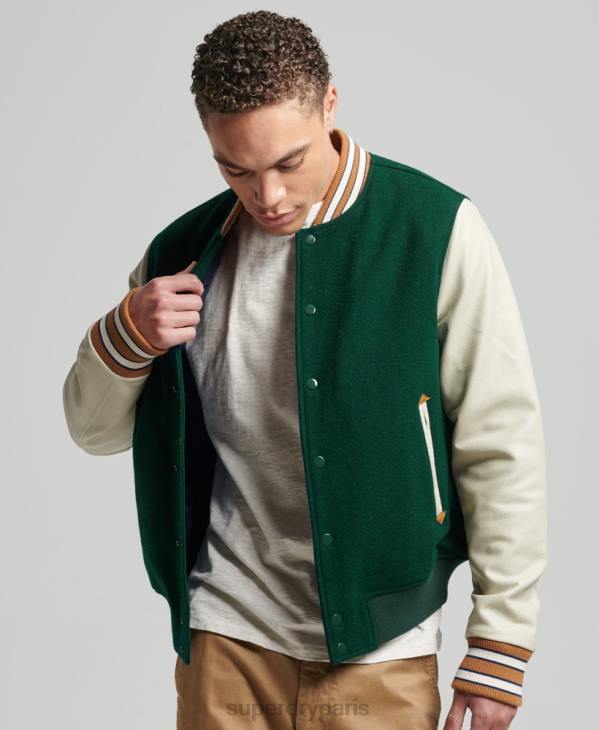Superdry Hommes blouson aviateur universitaire vintage D64Z951 vêtements vert