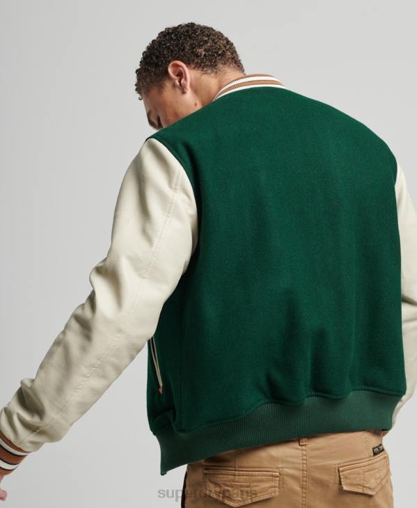 Superdry Hommes blouson aviateur universitaire vintage D64Z951 vêtements vert