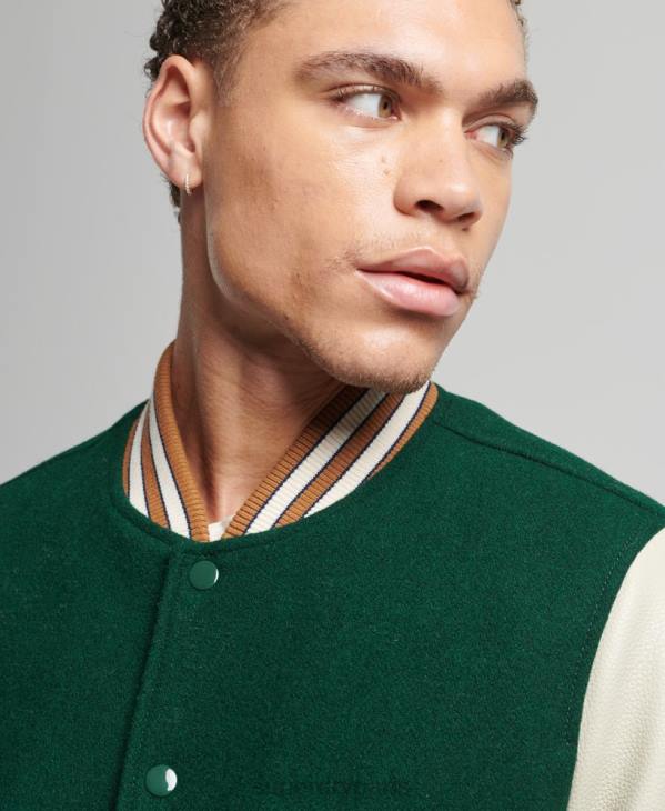 Superdry Hommes blouson aviateur universitaire vintage D64Z951 vêtements vert