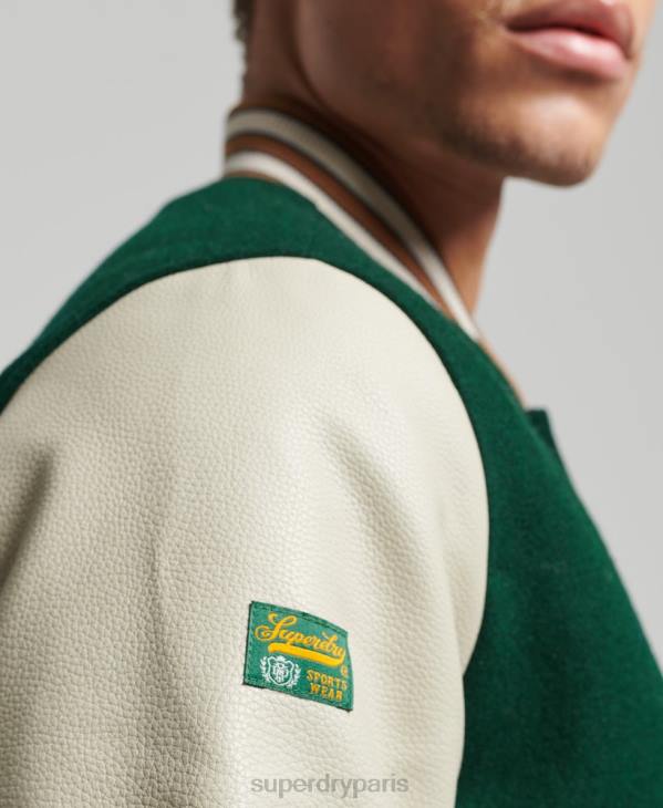 Superdry Hommes blouson aviateur universitaire vintage D64Z951 vêtements vert