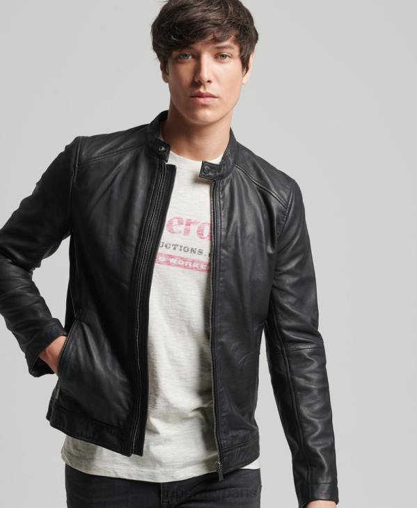 Superdry Hommes blouson de course en cuir léger hero D64Z4607 vêtements noir