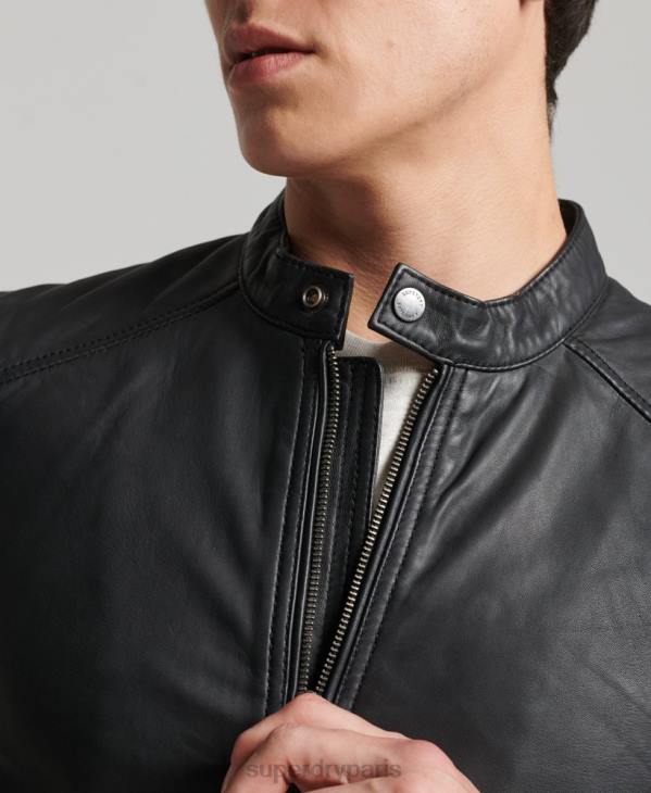 Superdry Hommes blouson de course en cuir léger hero D64Z4607 vêtements noir