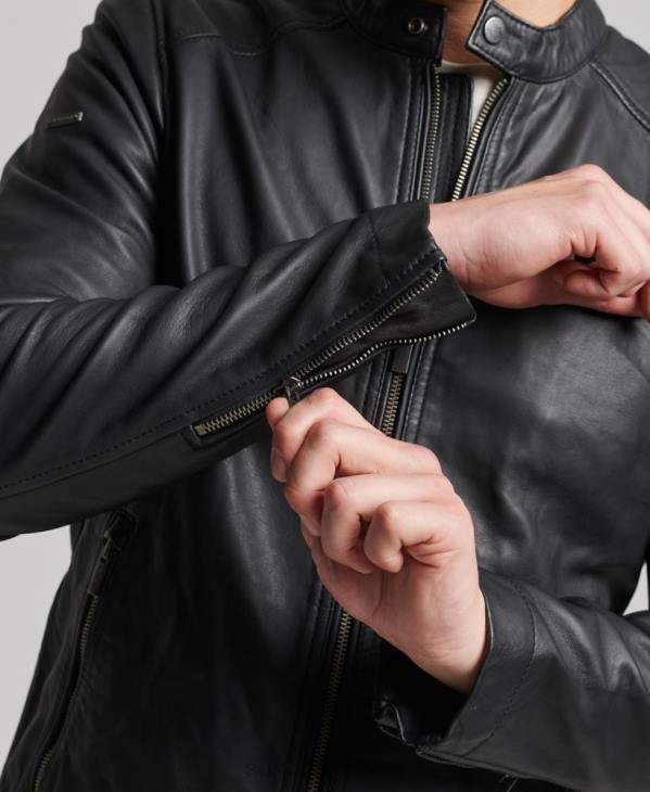 Superdry Hommes blouson de course en cuir léger hero D64Z4607 vêtements noir