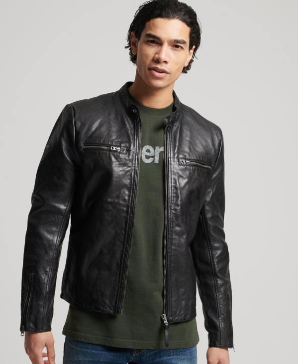Superdry Hommes blouson de sport en cuir D64Z4783 vêtements noir