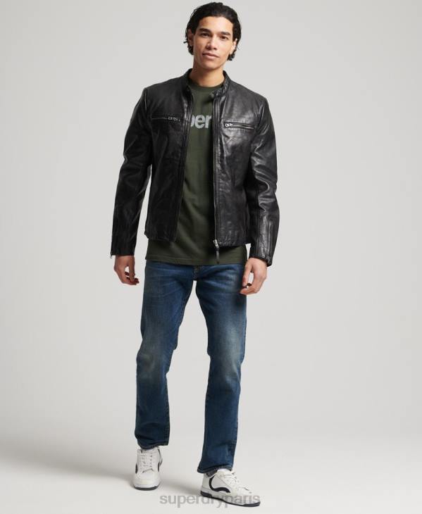 Superdry Hommes blouson de sport en cuir D64Z4783 vêtements noir