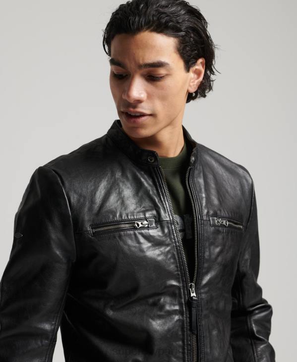 Superdry Hommes blouson de sport en cuir D64Z4783 vêtements noir