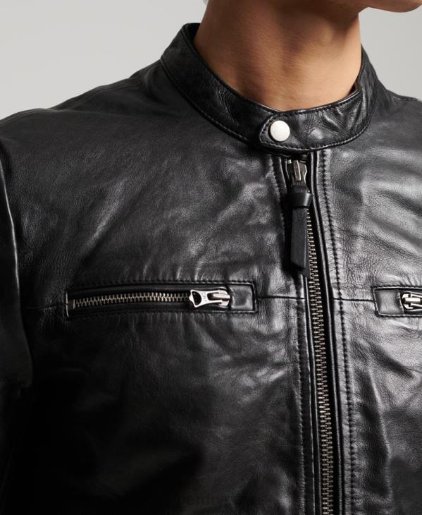 Superdry Hommes blouson de sport en cuir D64Z4783 vêtements noir
