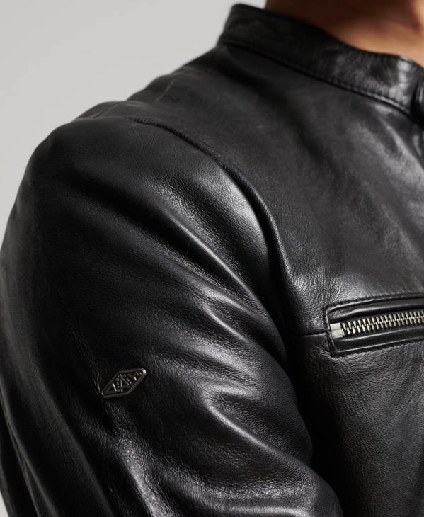 Superdry Hommes blouson de sport en cuir D64Z4783 vêtements noir