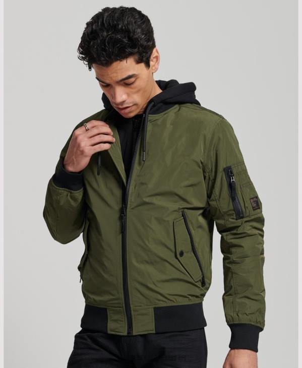 Superdry Hommes blouson de vol militaire D64Z1144 vêtements kaki
