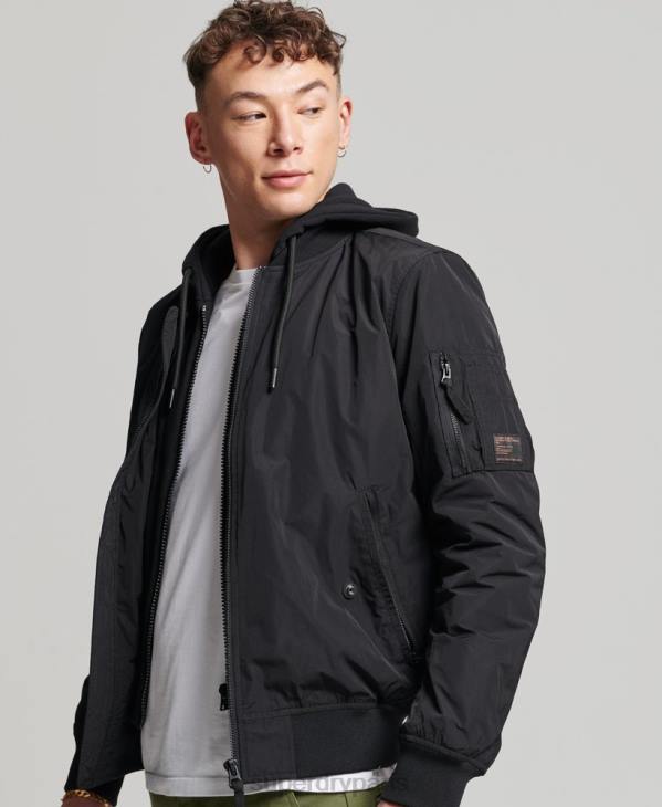 Superdry Hommes blouson de vol militaire D64Z1159 vêtements noir