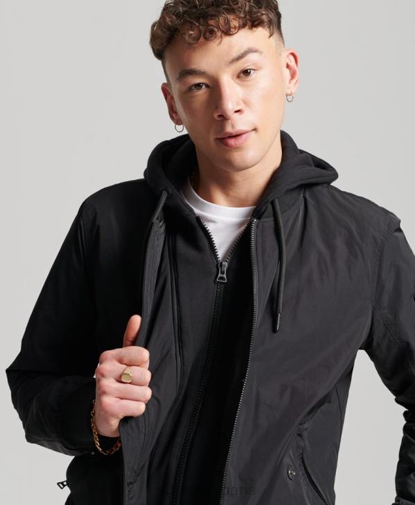 Superdry Hommes blouson de vol militaire D64Z1159 vêtements noir