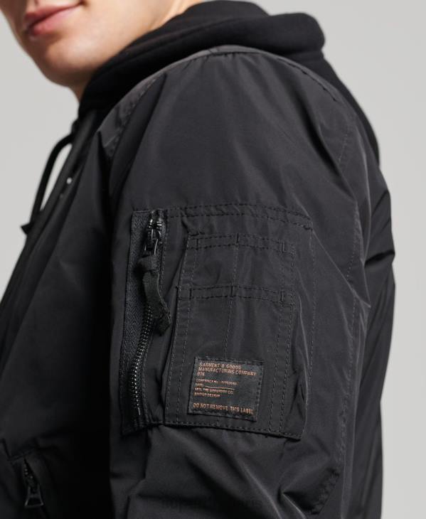 Superdry Hommes blouson de vol militaire D64Z1159 vêtements noir