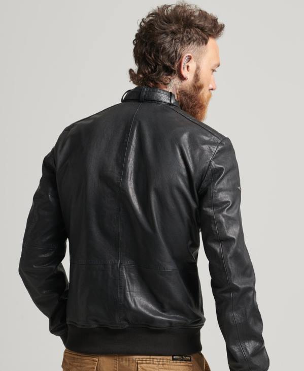 Superdry Hommes blouson en cuir D64Z4461 vêtements noir