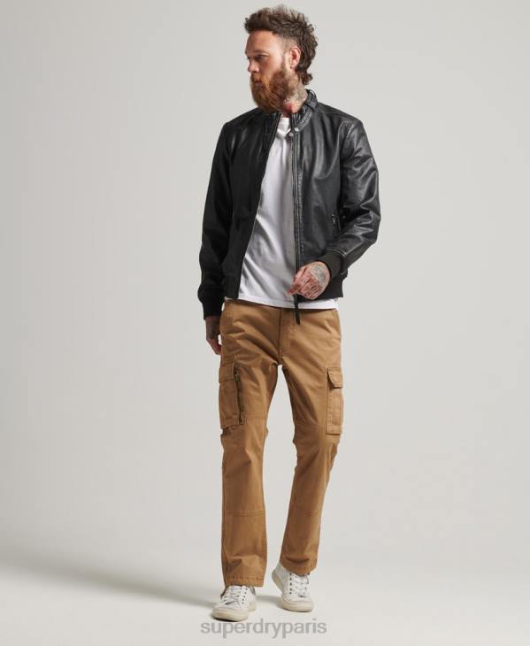 Superdry Hommes blouson en cuir D64Z4461 vêtements noir