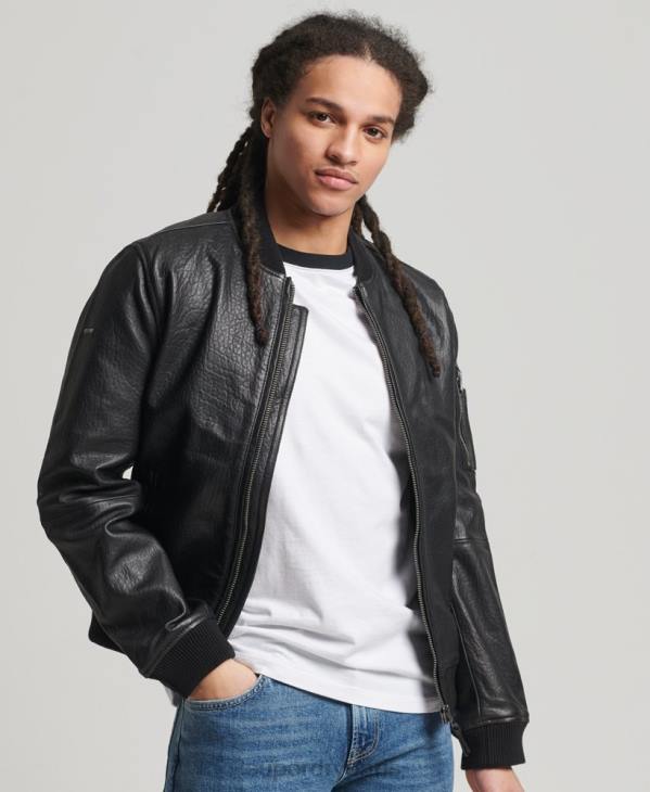 Superdry Hommes blouson en cuir D64Z4753 vêtements noir