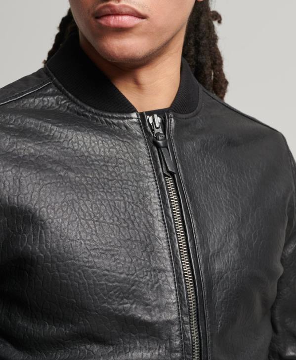 Superdry Hommes blouson en cuir D64Z4753 vêtements noir