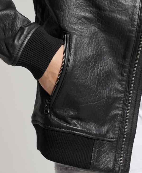 Superdry Hommes blouson en cuir D64Z4753 vêtements noir
