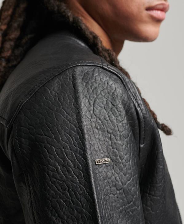 Superdry Hommes blouson en cuir D64Z4753 vêtements noir
