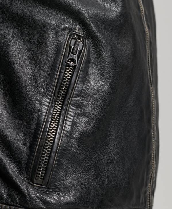Superdry Hommes blouson moto racer en cuir héritage D64Z906 vêtements noir