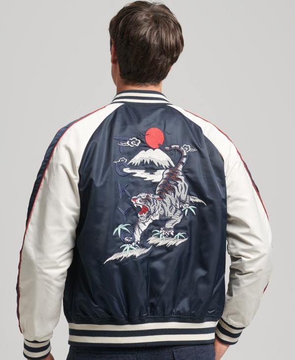 Superdry Hommes blouson sukajan vintage D64Z4585 vêtements marine