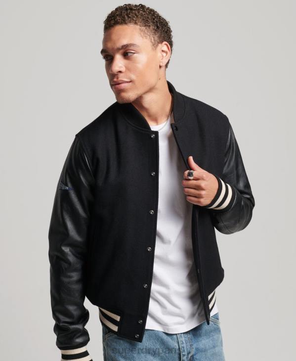 Superdry Hommes blouson universitaire universitaire D64Z1050 vêtements gris foncé
