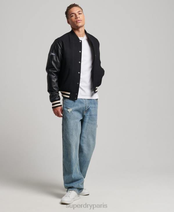 Superdry Hommes blouson universitaire universitaire D64Z1050 vêtements gris foncé