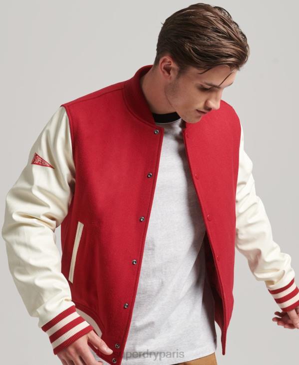 Superdry Hommes blouson universitaire universitaire D64Z1105 vêtements rouge