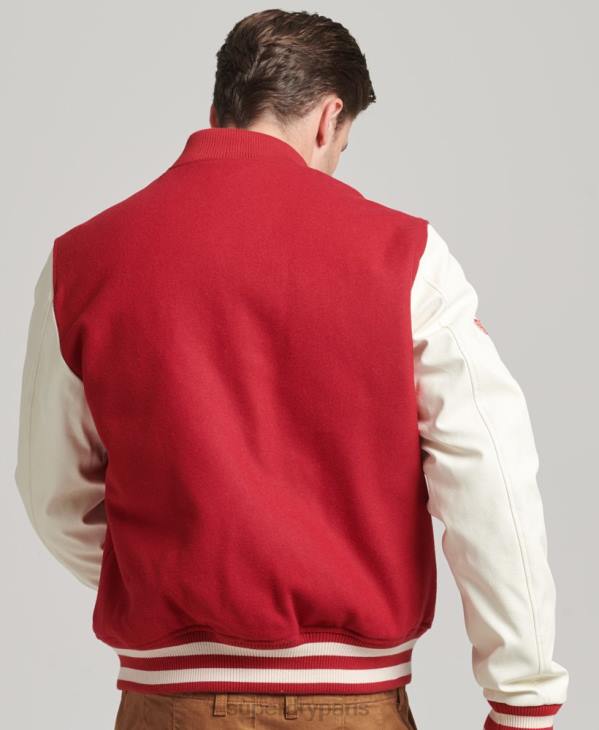 Superdry Hommes blouson universitaire universitaire D64Z1105 vêtements rouge