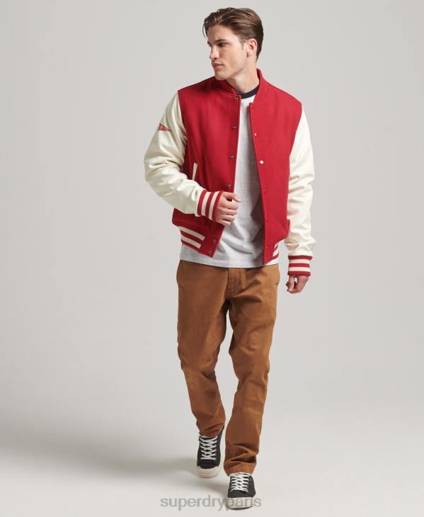 Superdry Hommes blouson universitaire universitaire D64Z1105 vêtements rouge