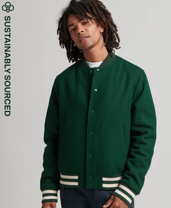 Superdry Hommes blouson universitaire universitaire D64Z4477 vêtements vert
