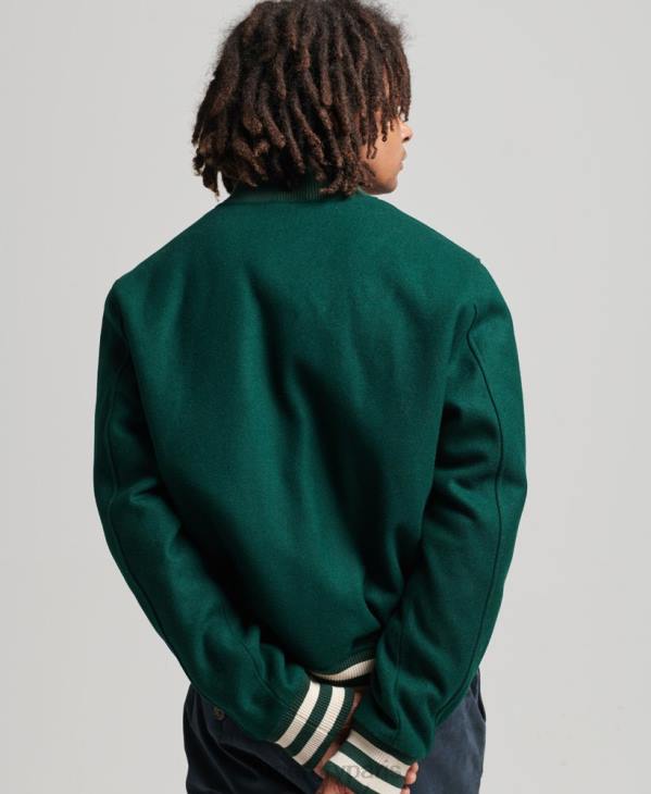 Superdry Hommes blouson universitaire universitaire D64Z4477 vêtements vert