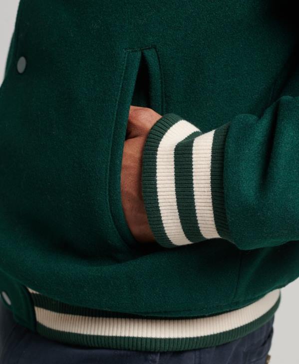 Superdry Hommes blouson universitaire universitaire D64Z4477 vêtements vert