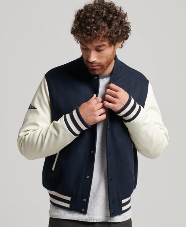 Superdry Hommes blouson universitaire universitaire D64Z954 vêtements marine