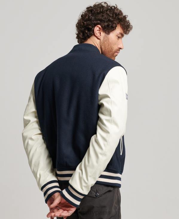 Superdry Hommes blouson universitaire universitaire D64Z954 vêtements marine