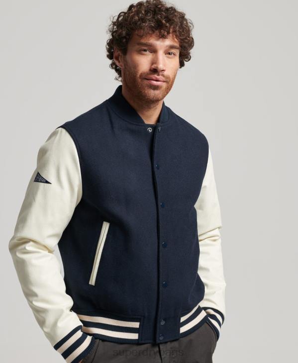 Superdry Hommes blouson universitaire universitaire D64Z954 vêtements marine