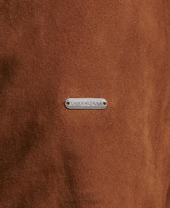 Superdry Hommes bomber en daim à col en maille D64Z1128 vêtements bronzer