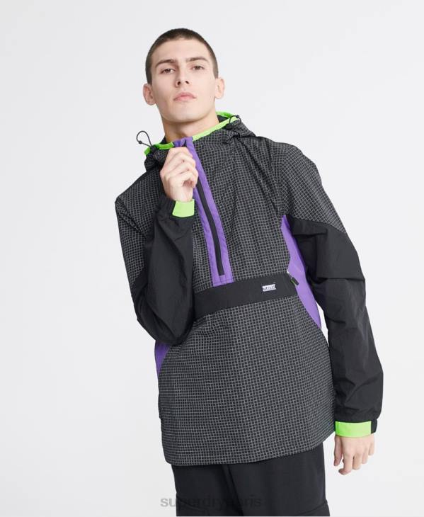 Superdry Hommes cagoule aérienne néon city D64Z4792 vêtements noir
