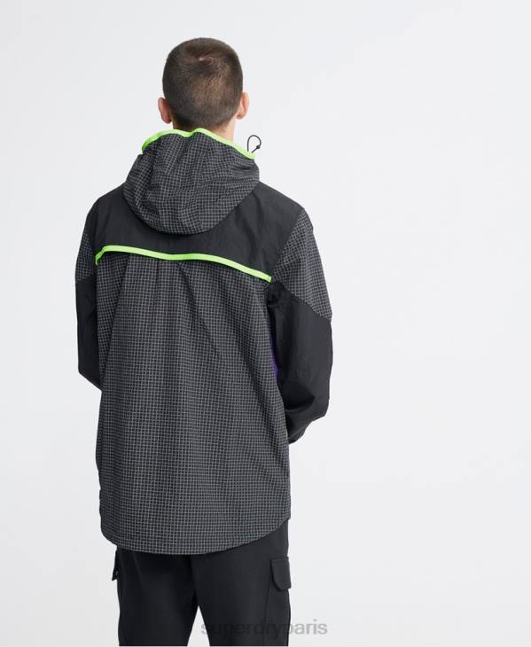 Superdry Hommes cagoule aérienne néon city D64Z4792 vêtements noir