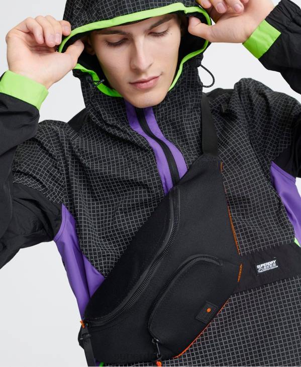 Superdry Hommes cagoule aérienne néon city D64Z4792 vêtements noir