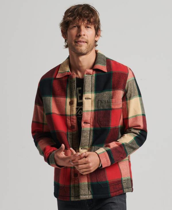 Superdry Hommes chemise à carreaux utilitaire D64Z4716 vêtements rouge