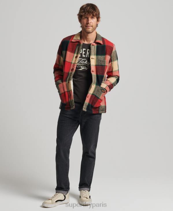 Superdry Hommes chemise à carreaux utilitaire D64Z4716 vêtements rouge