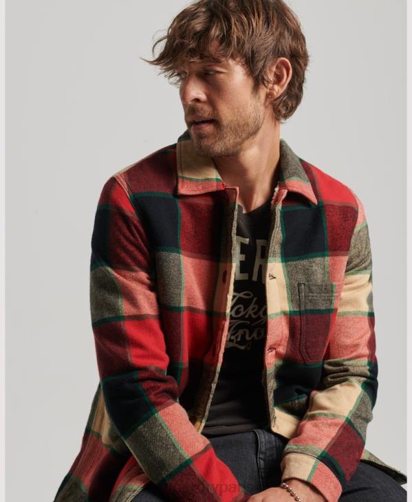 Superdry Hommes chemise à carreaux utilitaire D64Z4716 vêtements rouge
