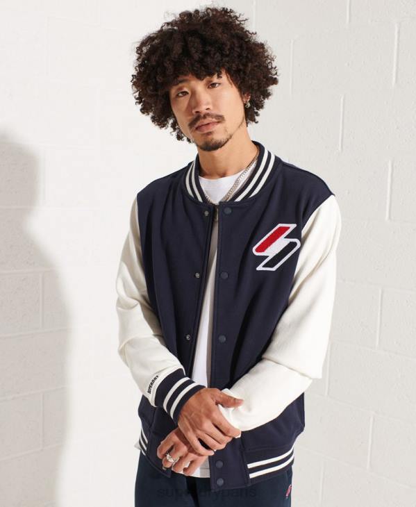 Superdry Hommes code veste de sortie en chenille D64Z4568 vêtements marine