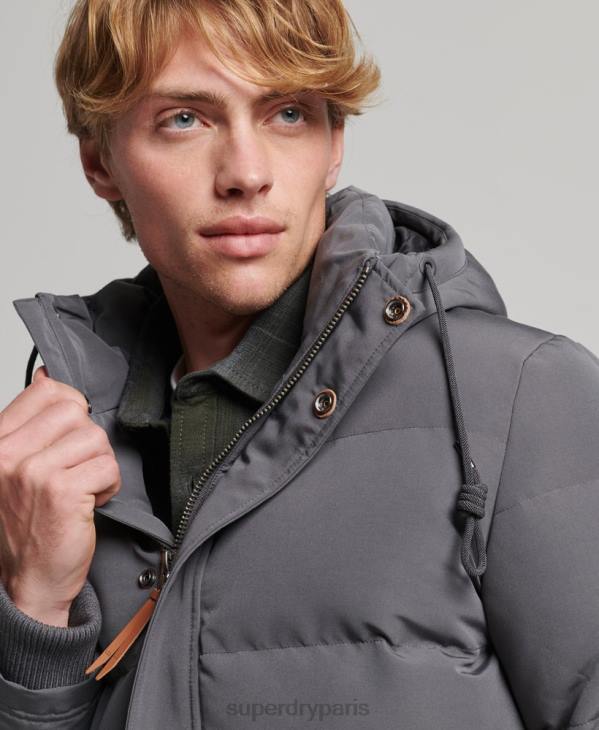 Superdry Hommes doudoune à capuche everest D64Z1049 vêtements gris foncé